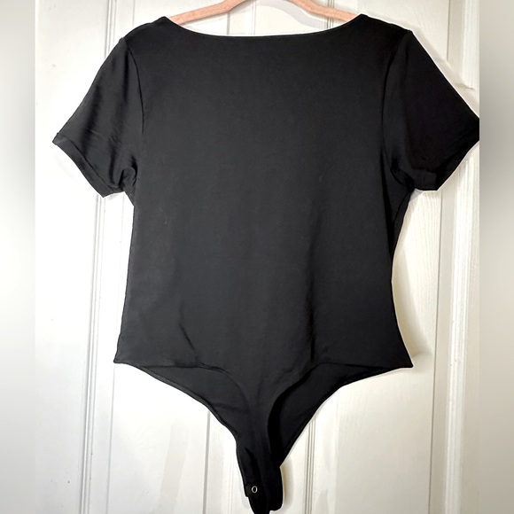 House of Harlow 1960 Enhancing Essentials Black Square Neck Body Suit Sz L - Picture 6 of 11